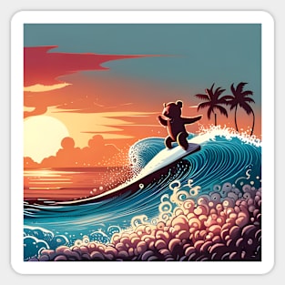 Teddy Surfing in Hawaii Sticker